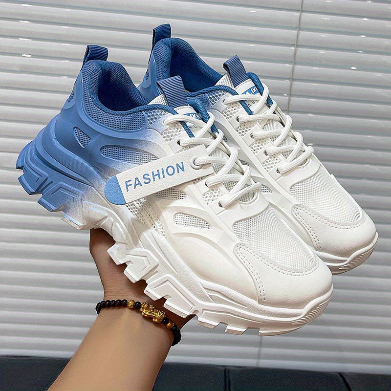 Ombre Chunky Sneakers Lace Up Low Top Sports Shoes