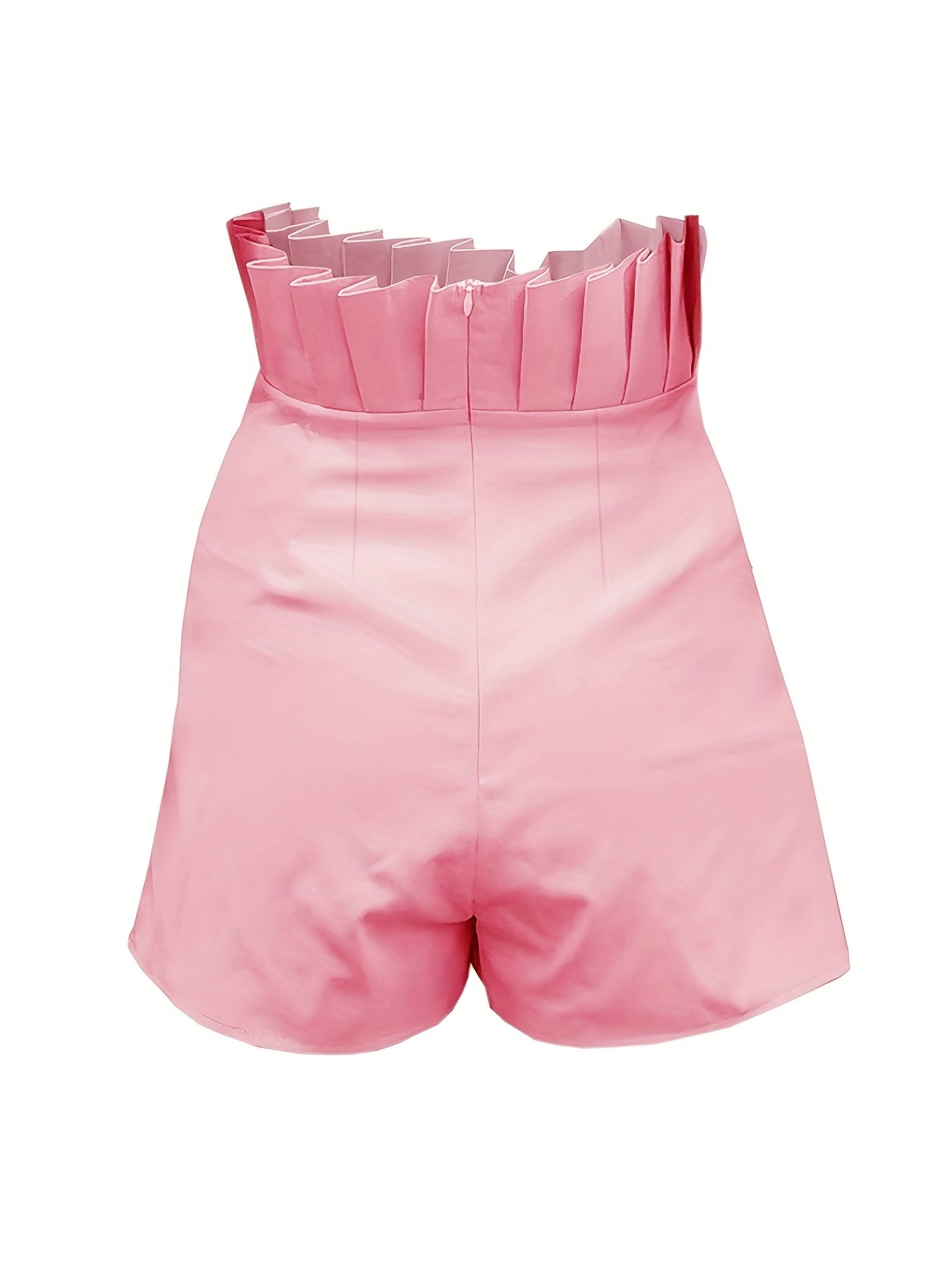Ruffle Trim Solid Shorts High Waist Summer Casual Asymmetrical Shorts