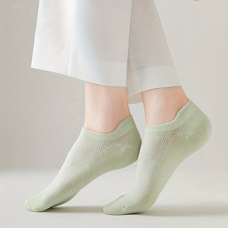 10 Pairs Mesh Ribbed Short Socks for Women