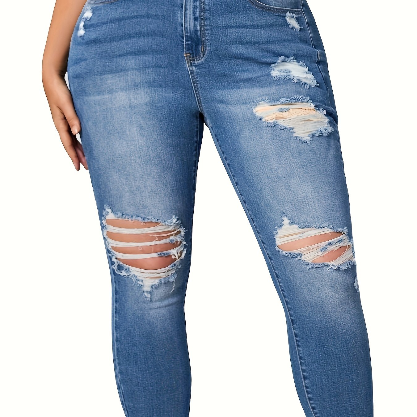 Women's Ripped High Rise Skinny Jeans