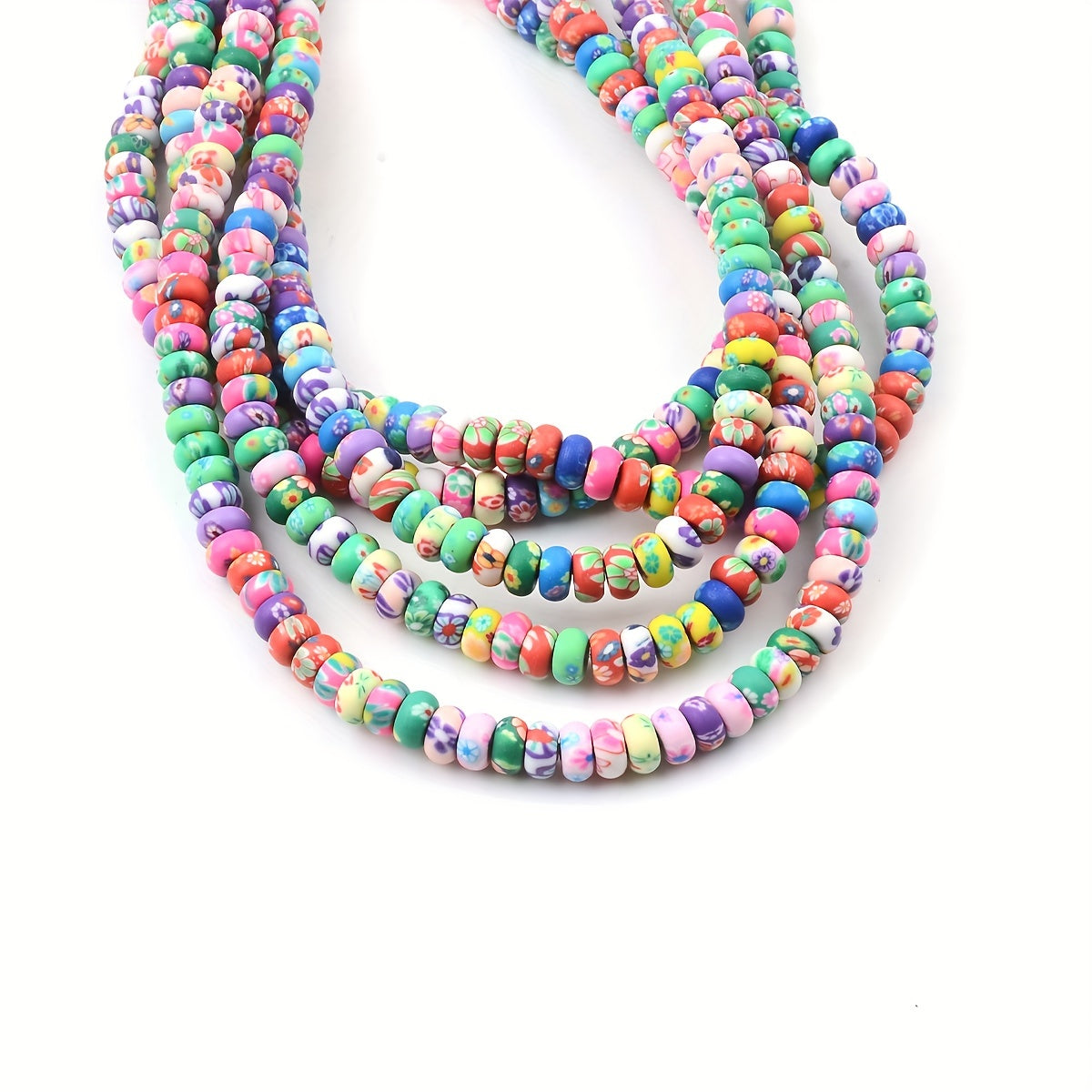 100pcs 3x6mm Colorful Flower Polymer Clay Beads DIY Jewelry Making