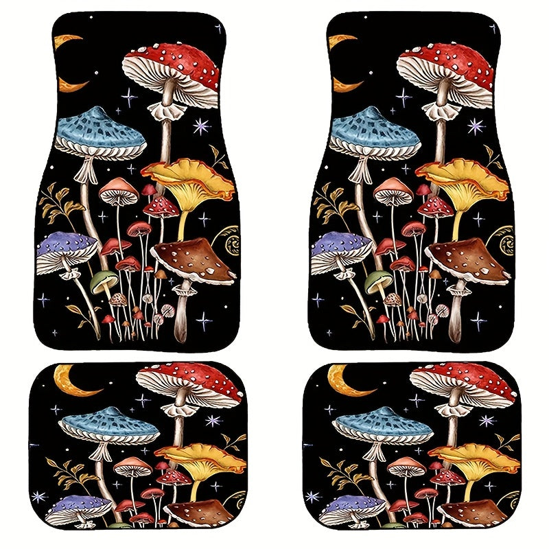 4pcs Colorful Car Floor Mats Non-slip Stain-resistant Front Rear Seat Carpets