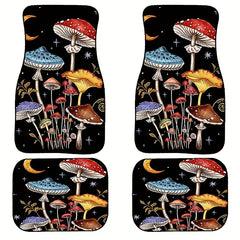 4pcs Colorful Car Floor Mats Non-slip Stain-resistant Front Rear Seat Carpets