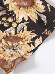 Girls Floral Print Sunflower Dress Sleeveless Casual Suspenders