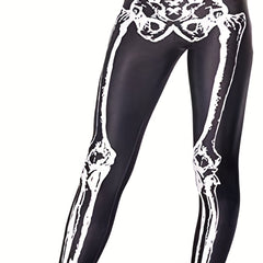 Skull Print Skinny Leggings High Waist Stretchy Leggings