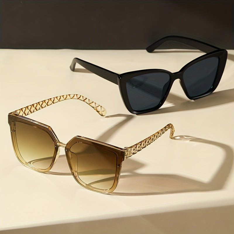 Square Frame Sunglasses Minimalist Solid Glasses Gradient Lens UV400