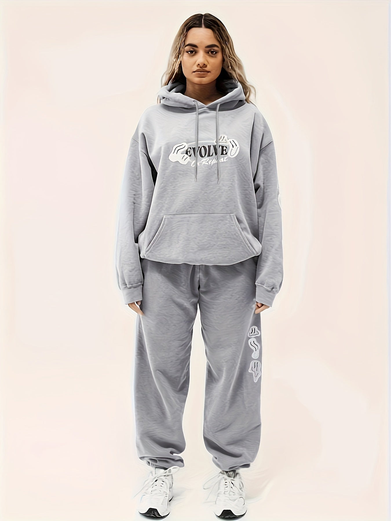 Women's Letter Graphic Hoodie & Joggers 2 Piece Set