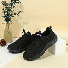 Women's Breathable Woven Sneakers Casual Running Shoes Lightweight Low Top Shoes