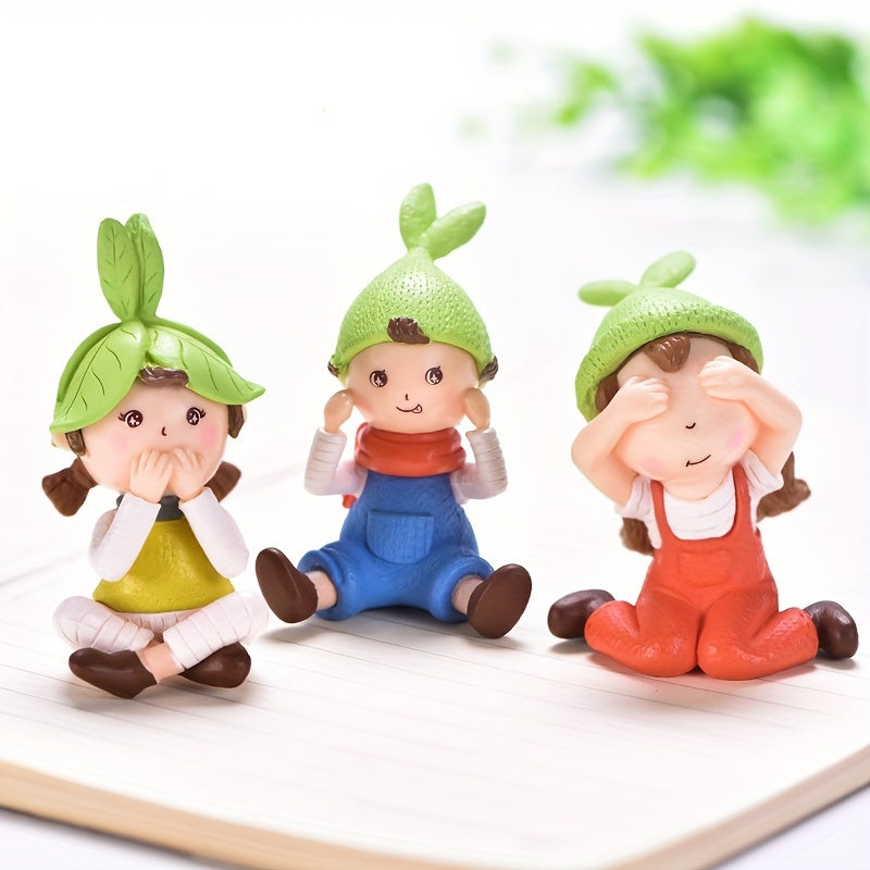 3pcs Cartoon Figure Home Decorations Ornaments Funny Housewarming Gift