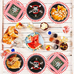 Skeleton Pirate Party Supplies: Skull Paper Plates, Napkins - Serves 20