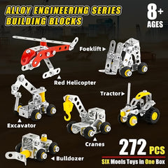 272pcs Metal Building Blocks DIY Engineering Educational Toy for Ages 8