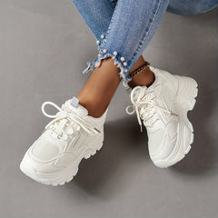 Chunky Thick Sole Sports Sneakers Non Slip Versatile Solid Shoes