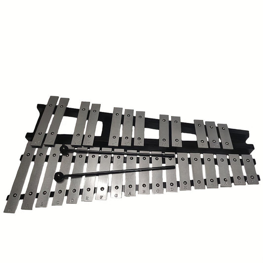 30 Note Glockenspiel Xylophone Foldable Wooden Frame Aluminum Bars Percussion