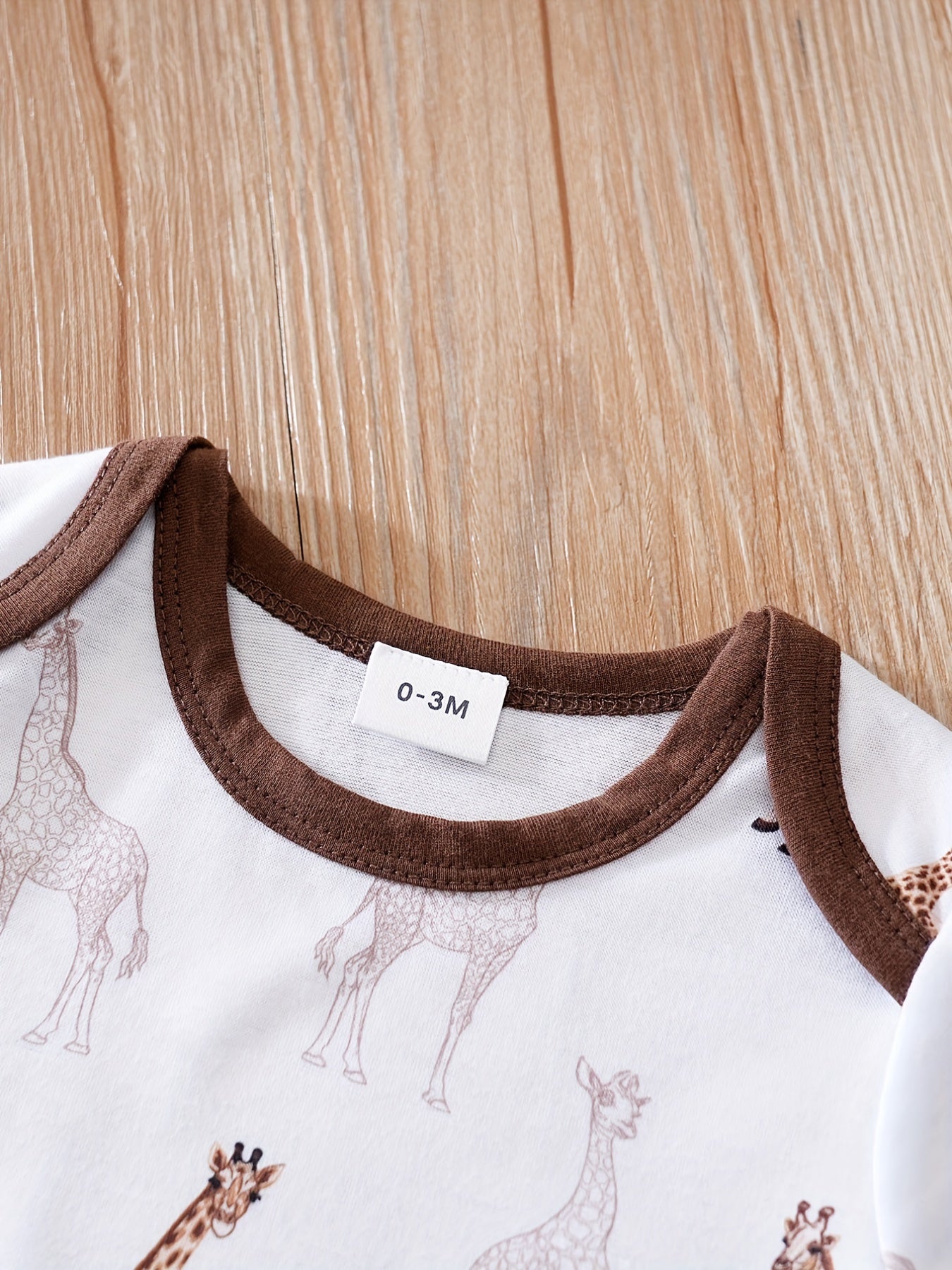 Baby Casual Giraffe Graphic Short Sleeve Romper Jumpsuit
