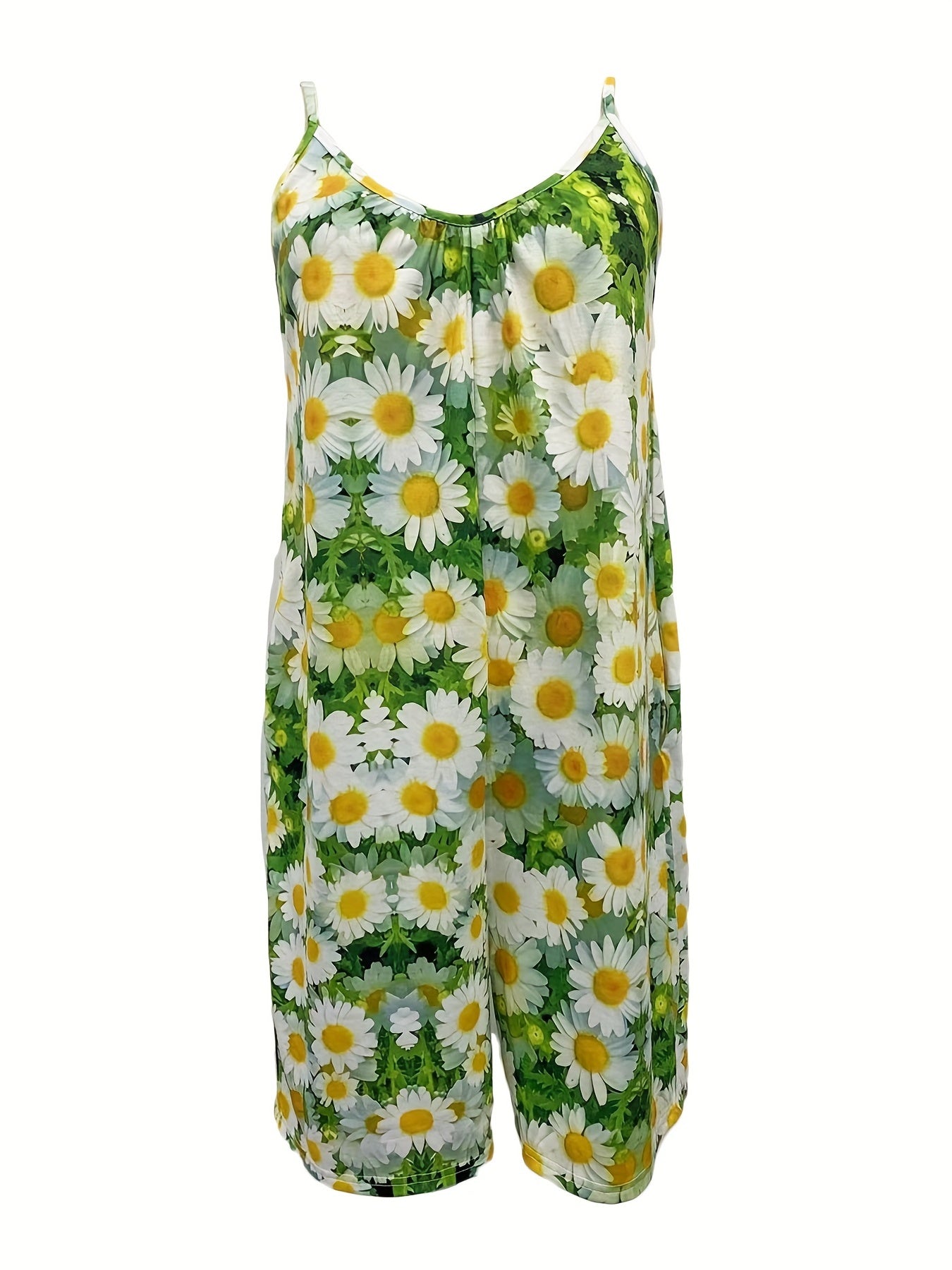 Daisy Spaghetti Strap Jumpsuit Sleeveless Short Length Women's Clothing