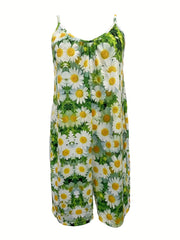Daisy Spaghetti Strap Jumpsuit Sleeveless Short Length Women's Clothing
