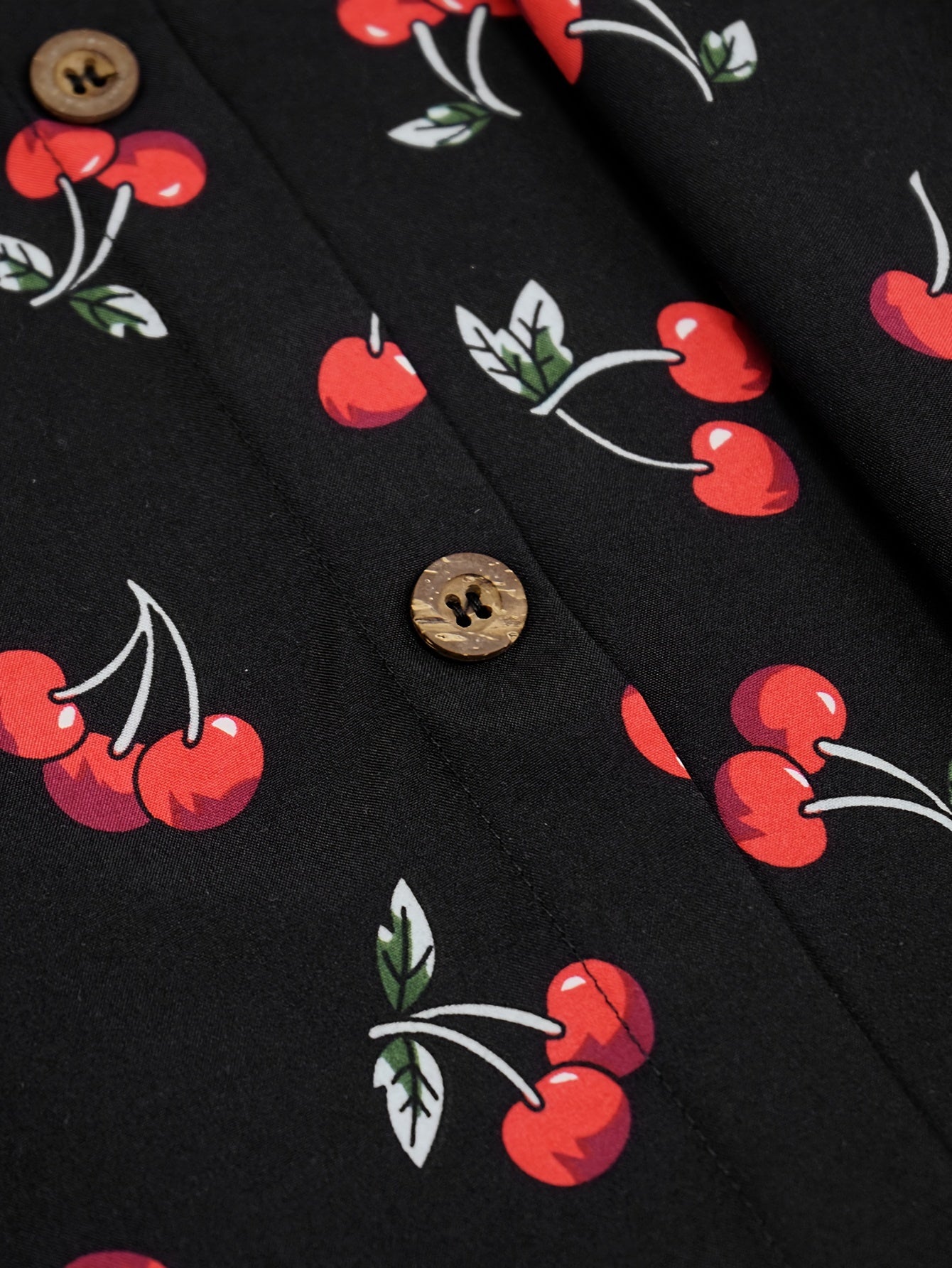 Cherry Print A-line Skirt with Elastic Waist