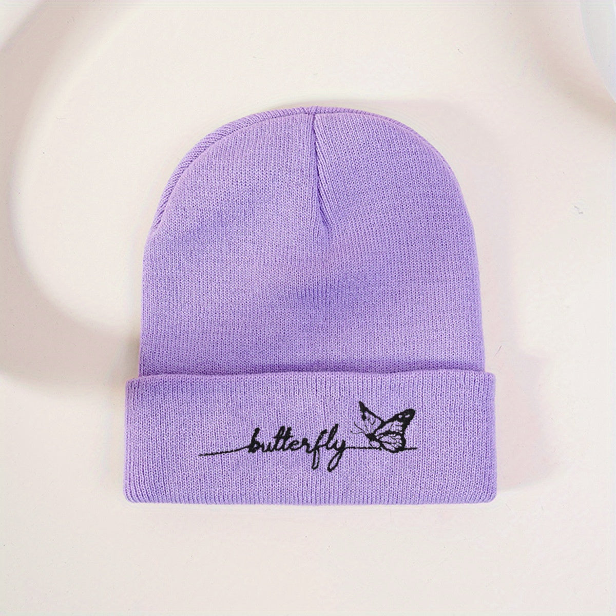 Butterfly Embroidery Knit Hat Y2K Beanie Candy Skull Cap Elastic