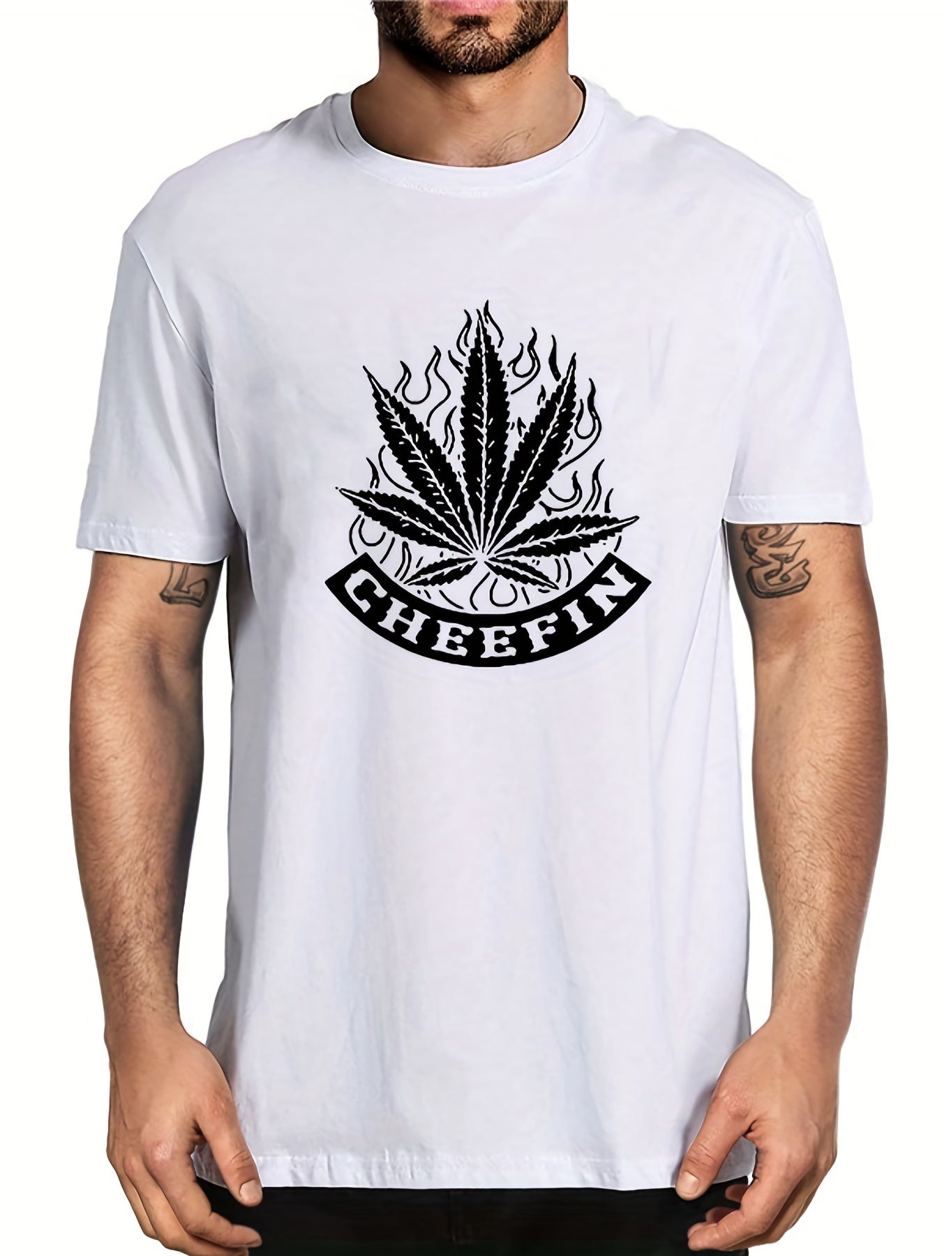 Men's Leaf Graphic T shirt Stretch Breathable Tee Summer Outdoor
