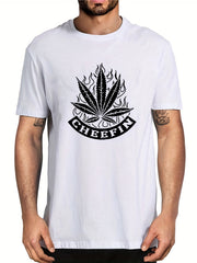 Men's Leaf Graphic T shirt Stretch Breathable Tee Summer Outdoor