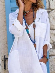 Women's Casual Long Sleeve Slit Long Dress