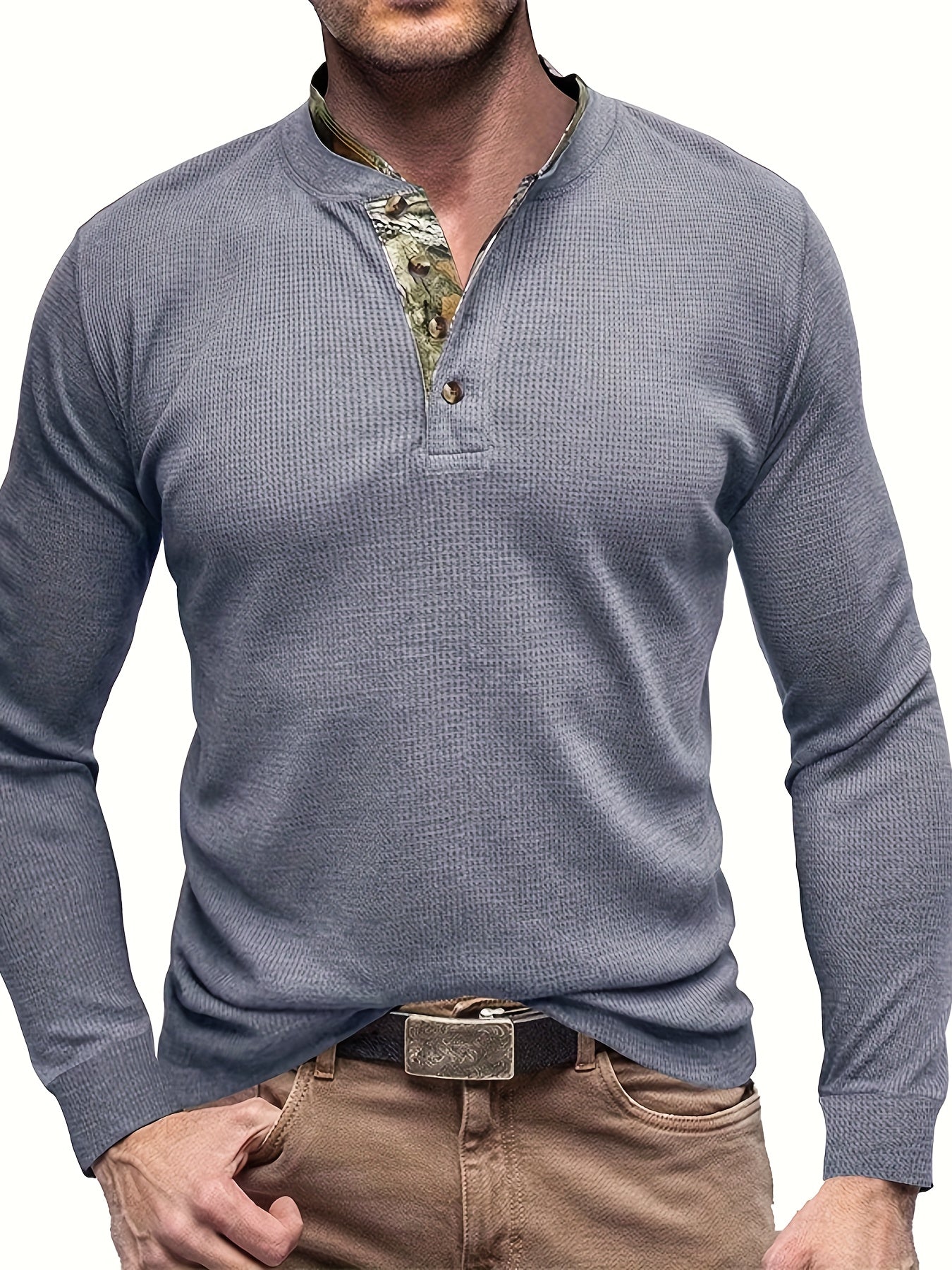 Men's Stretch Knit Long Sleeve Top for Fall Winter