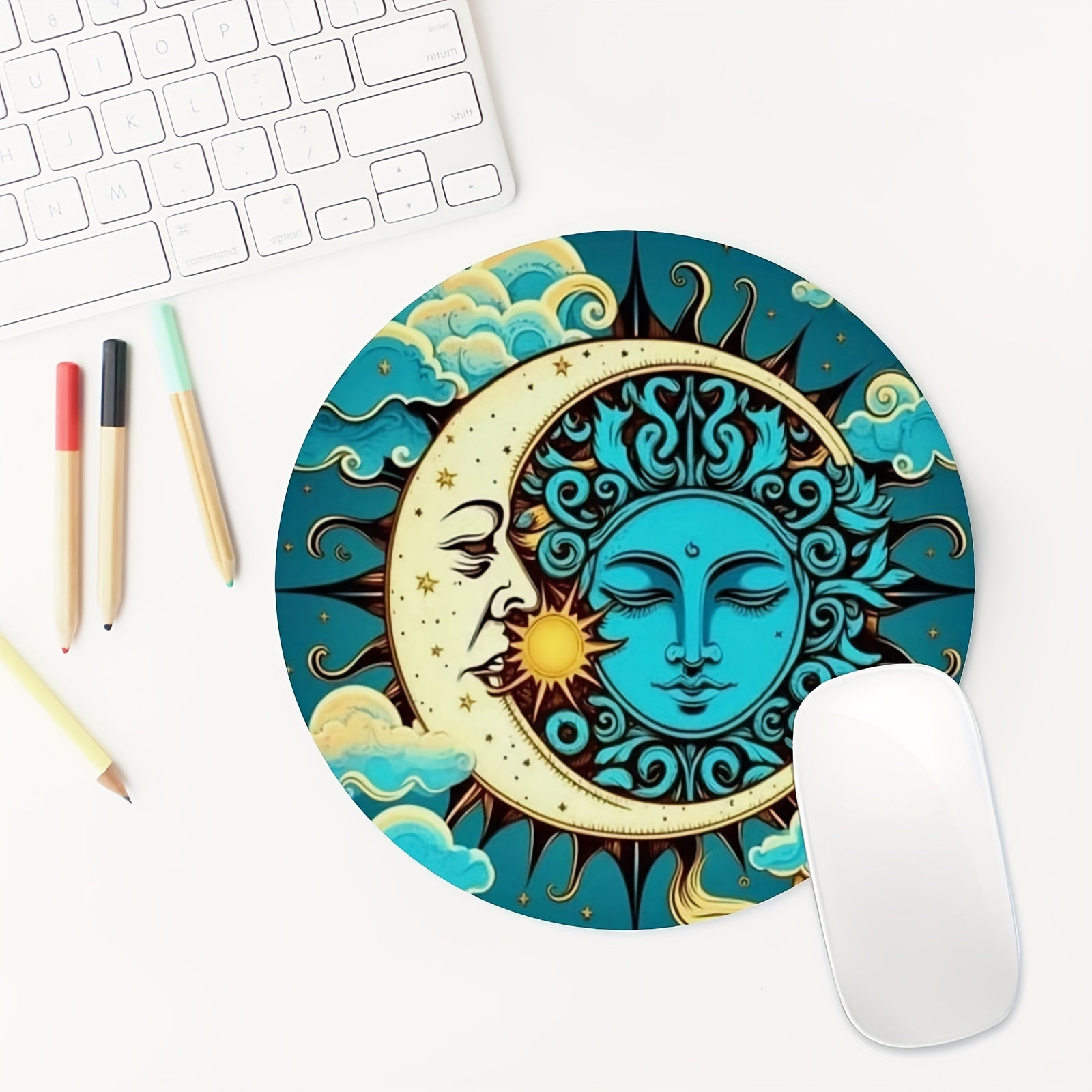 Sun & Moon Gaming Mouse Pad Non-Slip Rubber Base Waterproof for Computer Laptop
