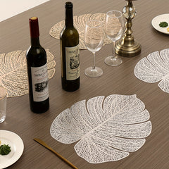 2pcs PVC Leaf Placemat Holloway Washable Reusable Non slip Heat Insulation Mat