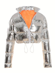 Y2K Metallic Padded Jacket Women's Winter Coat