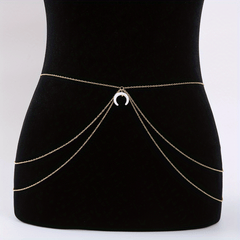 Boho Waist Chain with Crescent Pendant for Women