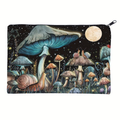 Mushroom Moon Square Makeup Bag Zipper Clutch Handbag
