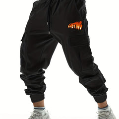 Men's Cargo Pants Spring Fall Outdoor Joggers Drawstring Side Pockets