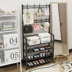 1pc Shoe Storage Rack With Clothes Shelf Stand Vertical Hanging Clothes Stand