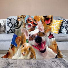 Funny Cat Dog Rabbit Blanket Soft Warm Throw Blanket For All Seasons