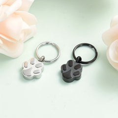 Stainless Steel Pet Ash Urn Key Chain - Paw Print Shape Cremation Memorial