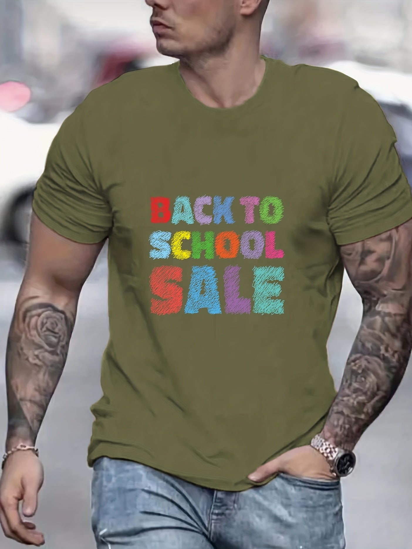 BACK TO SCHOOL Men's Graphic Crew Neck Active T shirt Casual Comfy Tee