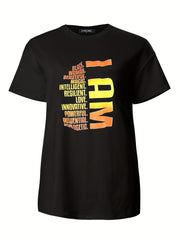 Women's Tee Dress Letter Print Short Sleeve Round Neck
