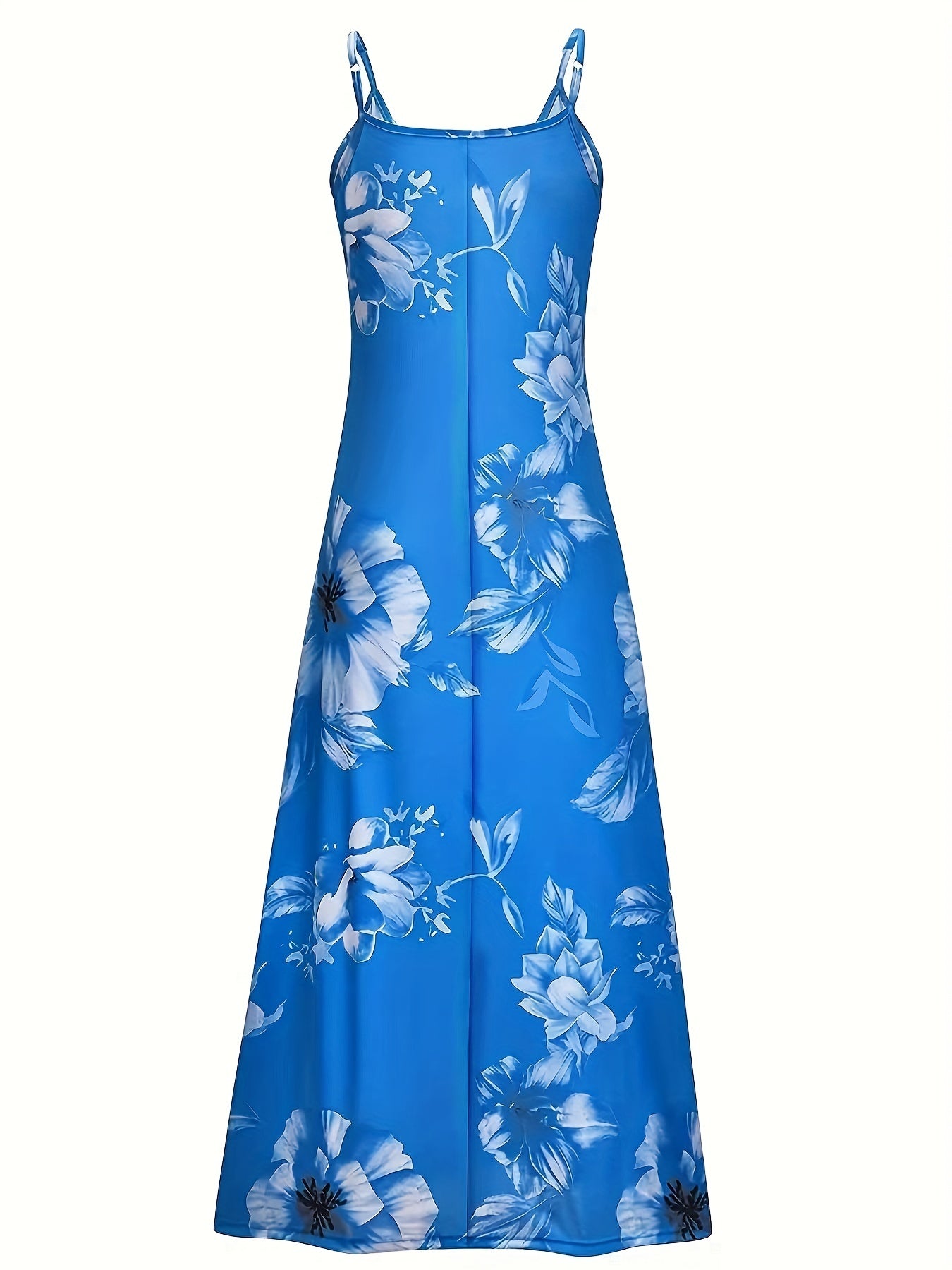 Floral Print Stretch V Neck Maxi Dress