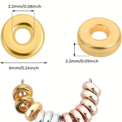 500Pcs 6mm Metal Flat Round Beads 8 Types Metallic Disc Spacer