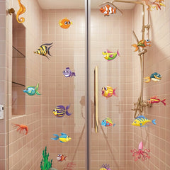 Cartoon Fish Group Glass Sticker Removable Waterproof Vinyl Sticker