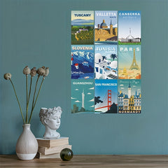 Vintage Travel Cities Poster Set for Wall Collage, 50 Pcs
