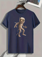 Cartoon Mummy Print Men's Graphic T shirt Casual Comfy Tees For Summer