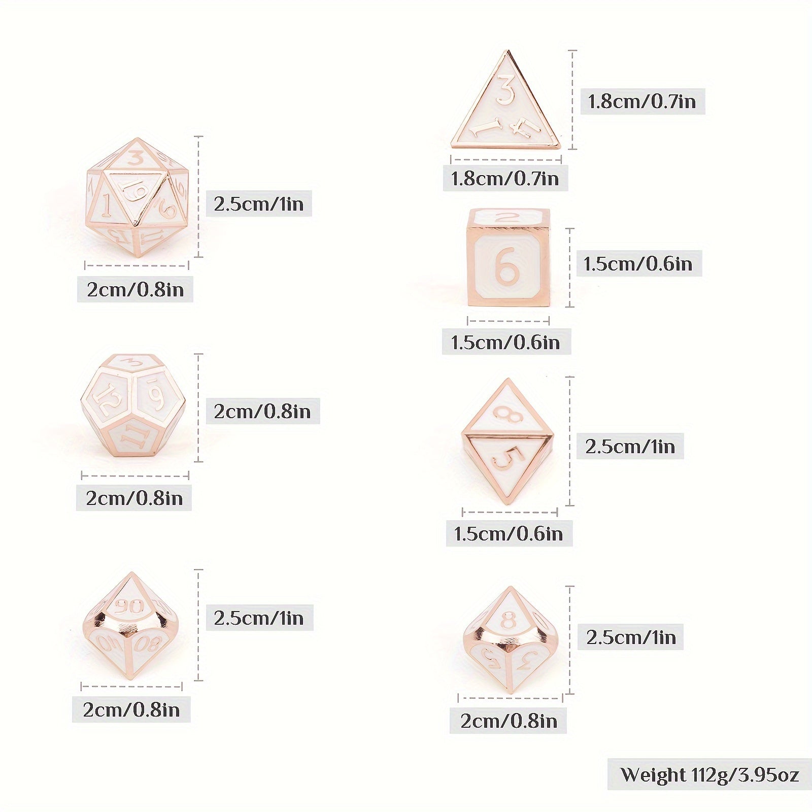 7pcs Pink Metal Dice Set Solid Metal Polyhedral Dice Set