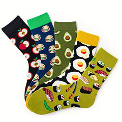 5 Pairs Food Pattern Knit Socks for Kids