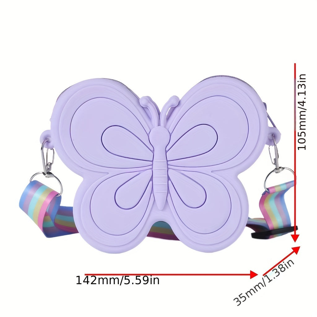 Kids Butterfly Silicone Crossbody Bag Coin Purse For Girls