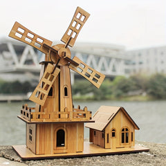 3D Wooden Puzzle House Building Windmill Model Creative Gift