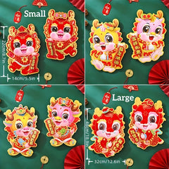 Dragon Year Spring 3D Zodiac Door Stickers Double Sided Printing Stickers