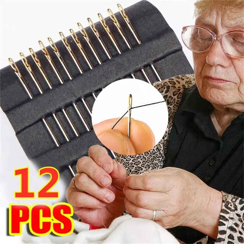 24pcs Special Needles for Elderly & Blind DIY Sewing