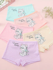 10pcs Toddler Girls Cat & Polka Dot Shortie Brief Underwear