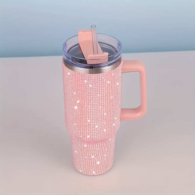Glitter Tumbler Handle Lid Straw 40oz 304 Stainless Steel Tumbler